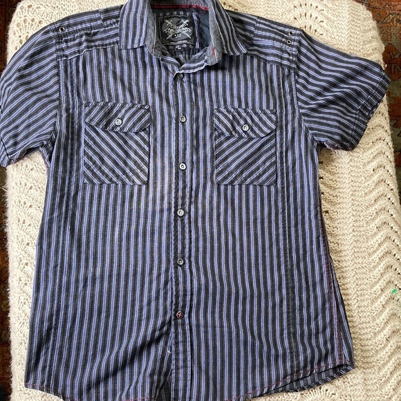 🌈 Drill Clothing Co NYC cotton poly button down casual shirt M - Picture 1 of 14